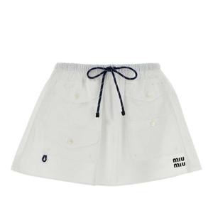 미우미우 로고 프린트 드로우스트링 미니 스커트 MG2643SOOO10R
