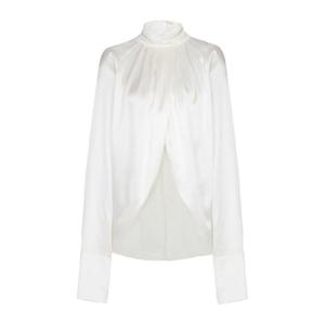 발망 하이넥 개더드 프론트 실크 블라우스 GF1IL150SE95 0FA