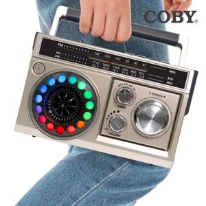 코비 COBY 디스코 라디오 블루투스 스피커 RGB라이팅 LED손전등 FM AM SW USB TF카드 CRF30B