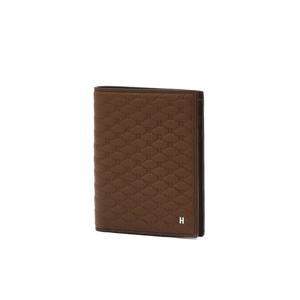 [헤지스] HJWA6E106W1_ 남성 브라운 로고패턴 소가죽 중지갑