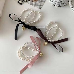 진주 리본 메달 헤어 머리끈 (1P 단위 판매)