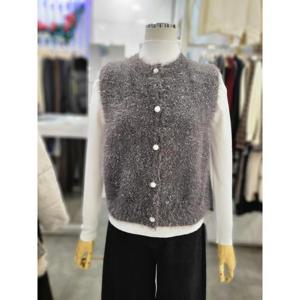 밸리걸 세이브존01 진주 버튼 은사 날개사 라운드넥 니트 조끼 616850-1