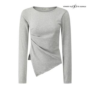 나인식스뉴욕  언밸런스 사선 드레이프 티셔츠 (NQ1TS007M0)