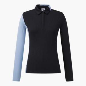 데상트골프웨어 GQC DQ12WFTL22-BLKG 여성 골지믹스 긴팔 티셔츠 / BLACK