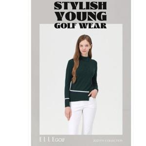 [엘르골프]여성 밴드 라인 포인트 세미나팔팬츠 6J61601 화이트,