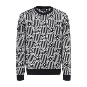 [파리게이츠] (511F1SR201)남성 로고 자카드 블록 체크 긴팔 니트