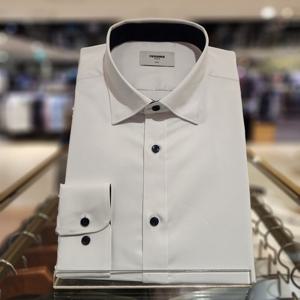 [레노마] 스판 솔리드 포인트단추 카라배색 슬림핏 RQSSL0107WH