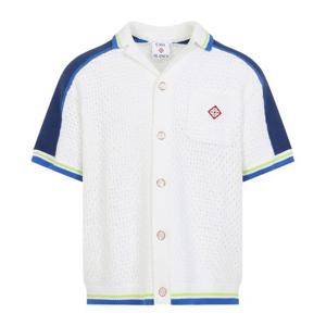 카사블랑카 로고 자수 패치 포켓 크로셰 셔츠 SS26KW1310 01