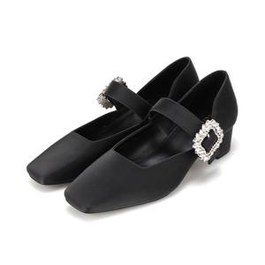 [본사운영] 바바라 소가죽 페미닌 스트랩 보석 장식 여성 키튼힐 4cm_BBJ107