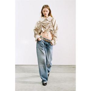 자라 ZARA 러플 디테일 쇼트 트렌치 재킷 - 베이지 1255763710 323821