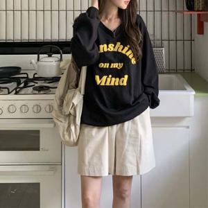 여성 선샤인발포 브이넥 맨투맨 티셔츠 bu24359