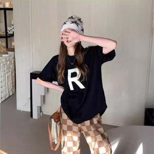 R 여성 E E-240417 여름 반팔티셔츠 심플