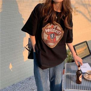 빈티지 로고 프린팅 오버핏 반팔 티셔츠 FR-161819