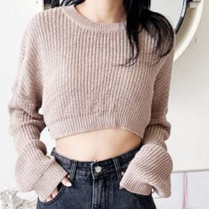 숏기장 크롭 라운드넥 니트티 DJJ1029