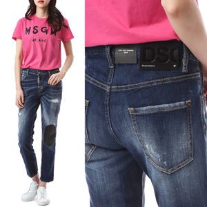 디스퀘어드 블랙 패치 스트레치 캣워싱진/75LB0418