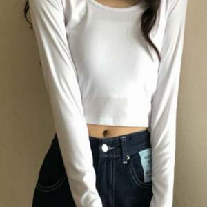 무지 긴팔 세미크롭 티셔츠 ST0087