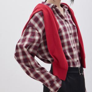 볼륨 소매 체크 셔츠 Z261MSC003