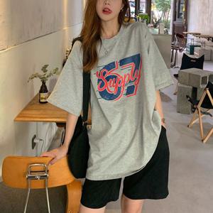 나염티셔츠 F007530_supply레터링 오버핏박시롱티셔츠 나염반팔티