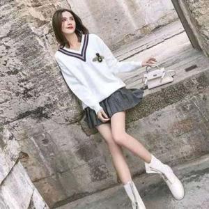 F32133 기본스타일 V넥 심플 니트티 스웨터 스쿨룩