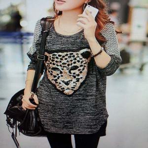 F160304 스팽글표범무늬 나그랑 티셔츠 가오리티