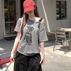 언발 오프숄더 반팔 티셔츠 LL_T191