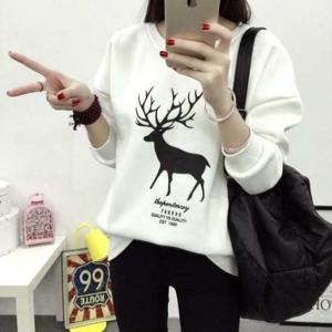 루돌프 긴팔 기모 맨투맨 티셔츠 BI A200310 맨투맨 가을옷 티셔츠 긴팔 티 여성