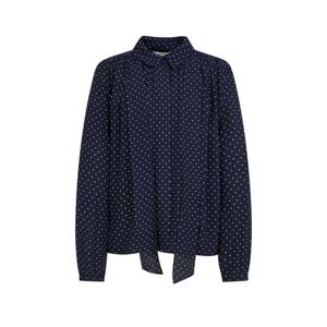 헤지스 여성 26SS 탈부착 타이 도트 블라우스 네이비 HSSH6B206N2