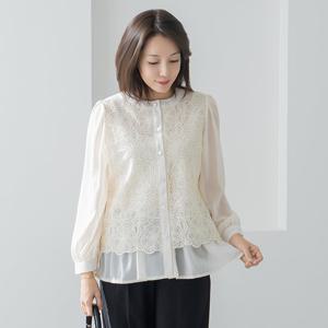 엄마옷 마담4060 크림레이스블라우스 데일리 중년여성-ZBL2601015-