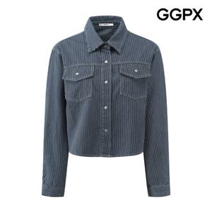 [지지피엑스]스트라이프 카라 버튼업 데님 자켓 GQ2JK008F