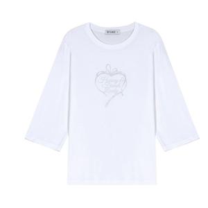 [뱅뱅]여성 라운드 펄하트 프린트 7부 티셔츠 (CTM135)