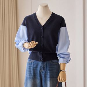 [커스텀에이블] 줄지 배색 가오리 가디건_T2602CD023A