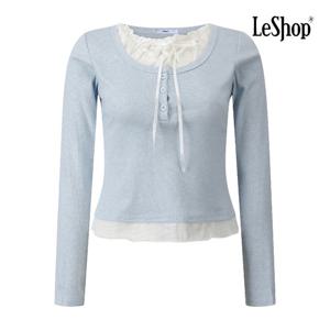 [르샵]프릴 리본 레이어드형 슬림 티셔츠 BQ2TS008A