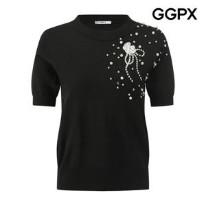 [지지피엑스]코사지 보석 반팔 니트 GQ2KP015F