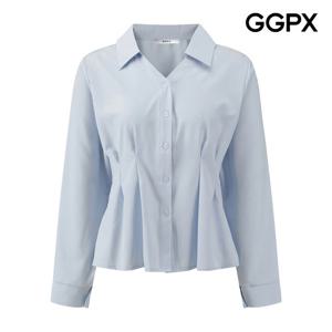 [지지피엑스]허리 핀턱 트임 카라넥 셔츠 GQ2SH017F