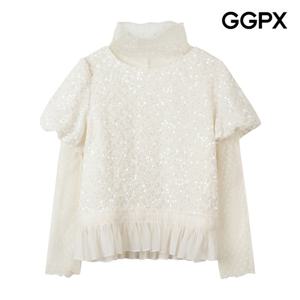 [지지피엑스]레이스 레이어드 스팽글 블라우스 GQ2ST001F