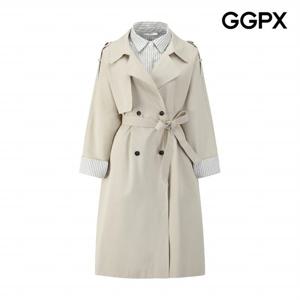 [GGPX] 스트라이프 셔츠 레이어드형 트렌치 코트 (GQ2CT001F)