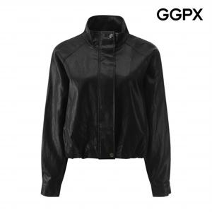[GGPX] 하이넥 밴딩 페이크 레더 점퍼 (GQ2JP005F)
