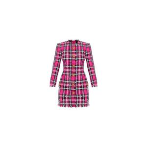 25 FW 발망 프린지 버튼 플레이드 드레스 GF1R9394CG42 TP450002224