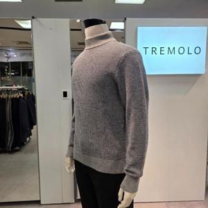 트레몰로 HC05 남성 하프터틀 투톤 반폴라 니트 티 TRHBH5W339261