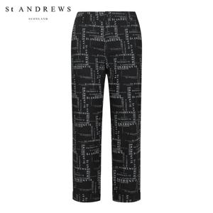 [세인트앤드류스] 여성 시어서커 로고 패턴 롤업 팬츠 821D2PNA81_BK