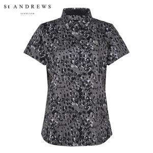 [세인트앤드류스] 여성 레터링 레오파드 칼라 반팔 티셔츠 821D2TSA83_GY