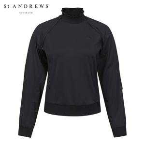[세인트앤드류스] 여성 별 심볼 하이넥 반팔 티셔츠 & 탈착 볼레로 821D2TR204_BK