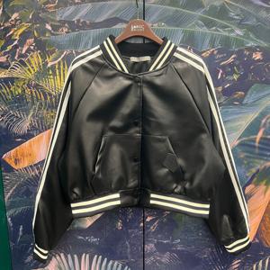 [르니앤맥코이]페이크레더소매라인크롭스냅점퍼MN04JK011_IC