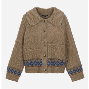 [써스데이아일랜드](T258MCD268W)카라넥 자카드 니트 가디건