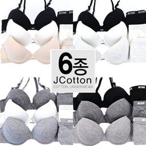[제이투와이]주니어 성장기 3단계 6종세트 코튼소재 학생브라 여중생 브래지어 속옷3단계