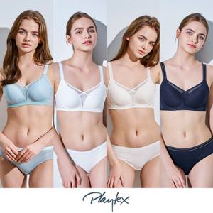 플레이텍스 노와이어 크로스유어하트 브라팬티  8종 민트+쿨화이트+크림+다크네이비 PXW5N29303132_T
