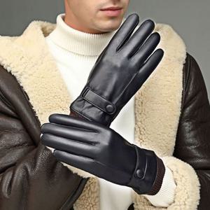 남성 겨울 중년 가죽장갑 방한장갑 터치가능 융털기모