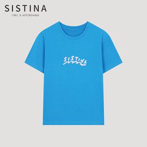 [SISTINA] 인기 로고 프린트 반팔 티셔츠_ASJTSO21040_BL