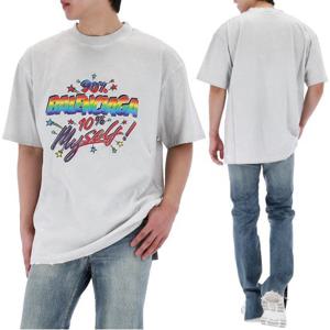 발렌시아가 그래픽 로고 프린트 오버핏 반팔 티셔츠 641655 9012