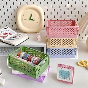 화이트 접이식 수납 바구니 플라스틱 보관 상자 학생